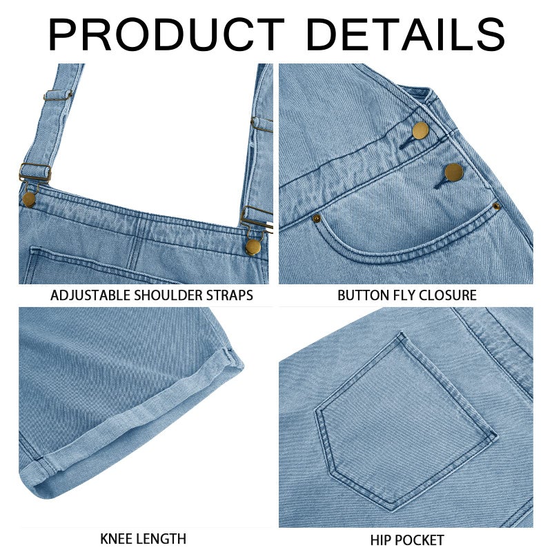 Runcati Mens Denim Shorts Bib Overall Jean Romper Casual Relaxed Fit Walkshort Button Pockets Summer Jumpersuit - Image 4